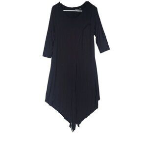 Soft Surroundings Alexandra Dress Womens  M Layered 3/4 Sleeve Black Flowy
